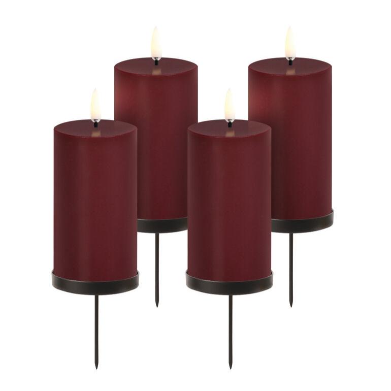 Gaveæske med LED bloklys med spyd, Wine red - H10,1 cm.